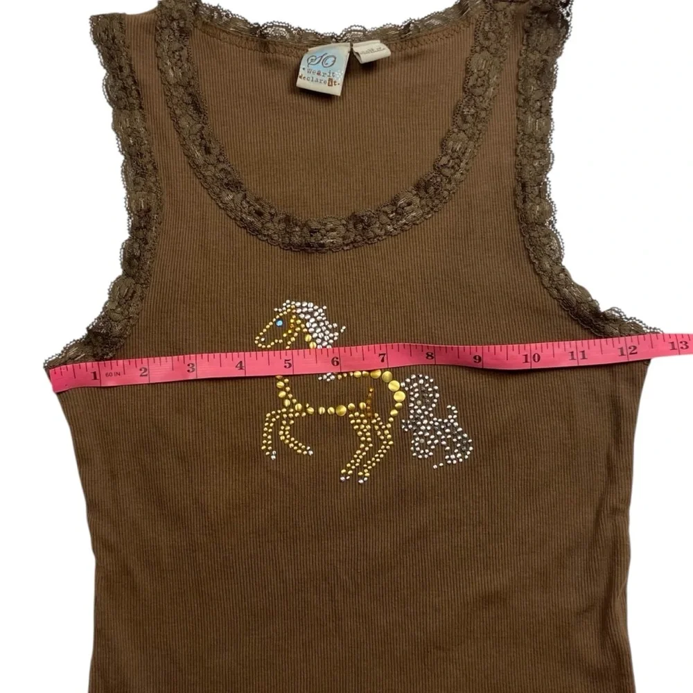 Y2K Tank Top Lace Horse Medium - Picture 9 of 10